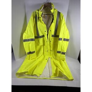 National Safety Apparel Hi Vis Yellow Flame Resistant Rain Coat Jacket 2X